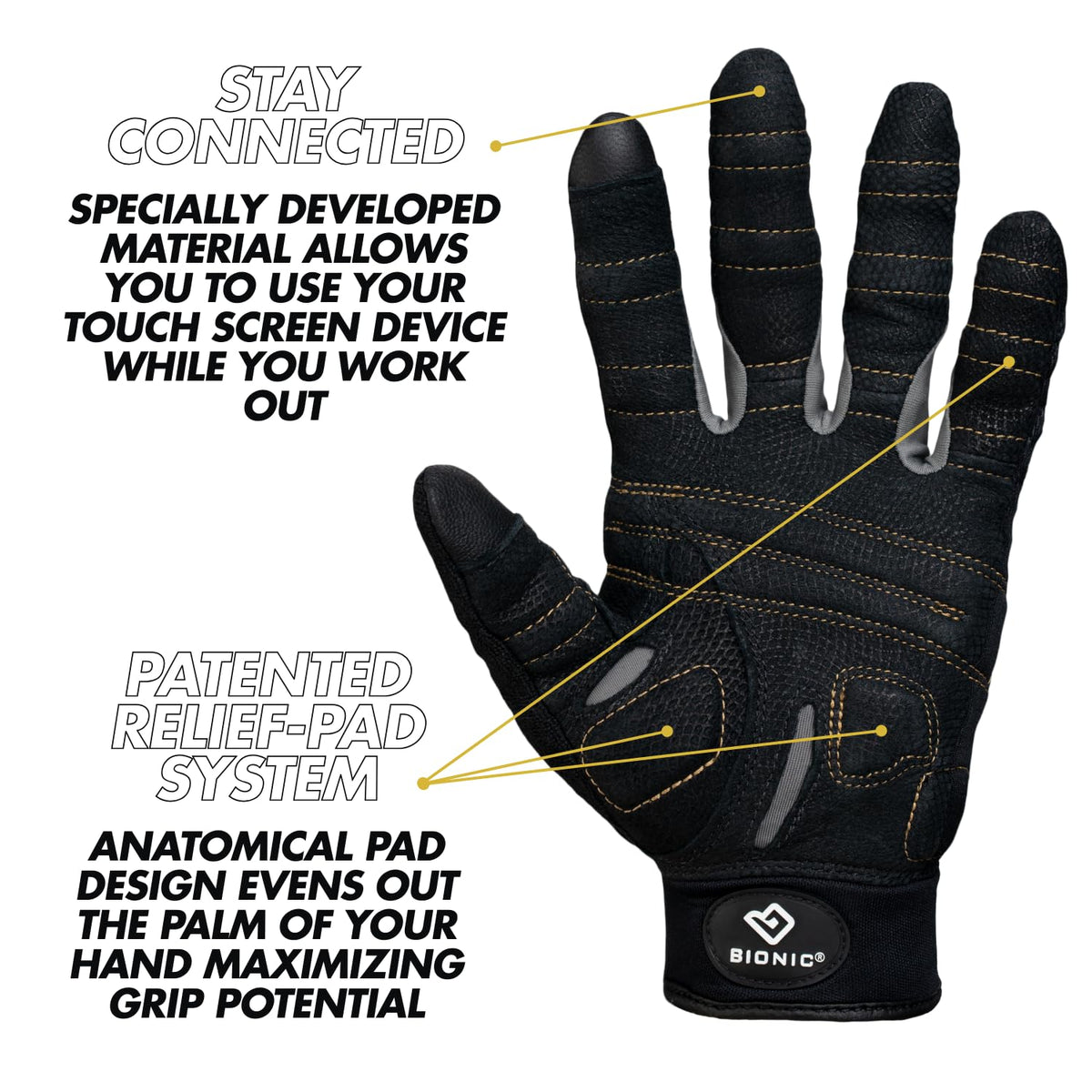 Bionic Men's Beastmode Full Finger Gym Workout Gloves