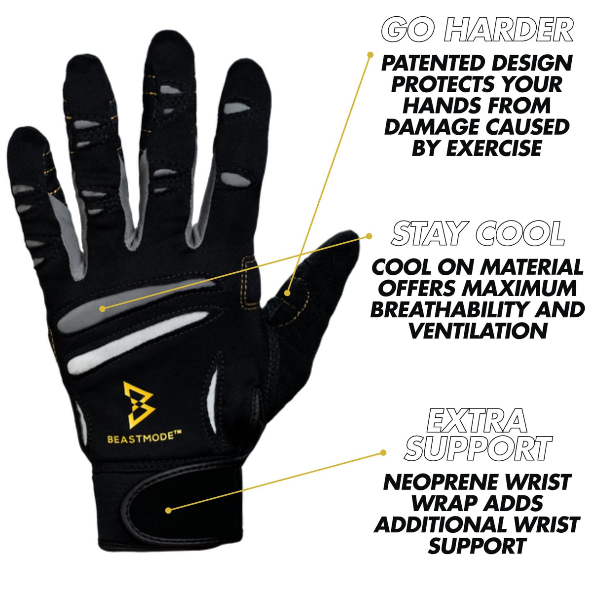 Bionic Men's Beastmode Full Finger Gym Workout Gloves