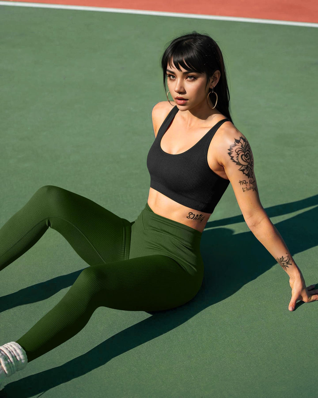 OQQ Women's 2 Piece Yoga Leggings Workout Cross Over Leggings