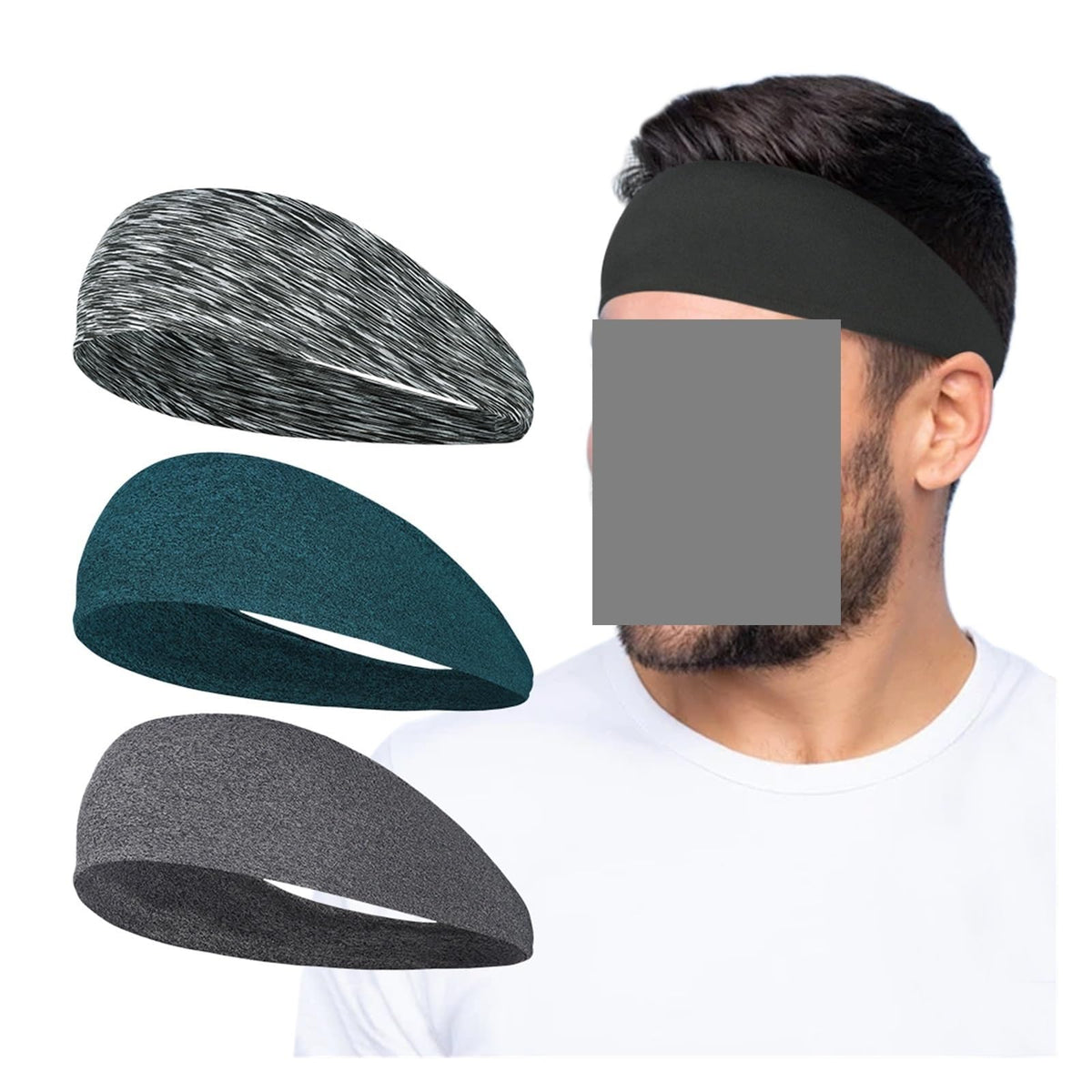3-Pack Unisex Elastic Sports Headbands
