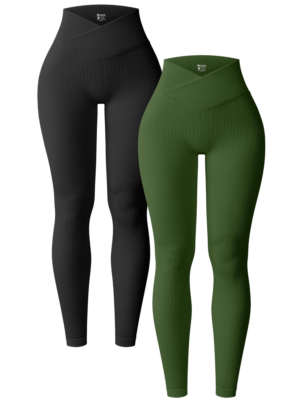 OQQ Women's 2 Piece Yoga Leggings Workout Cross Over Leggings