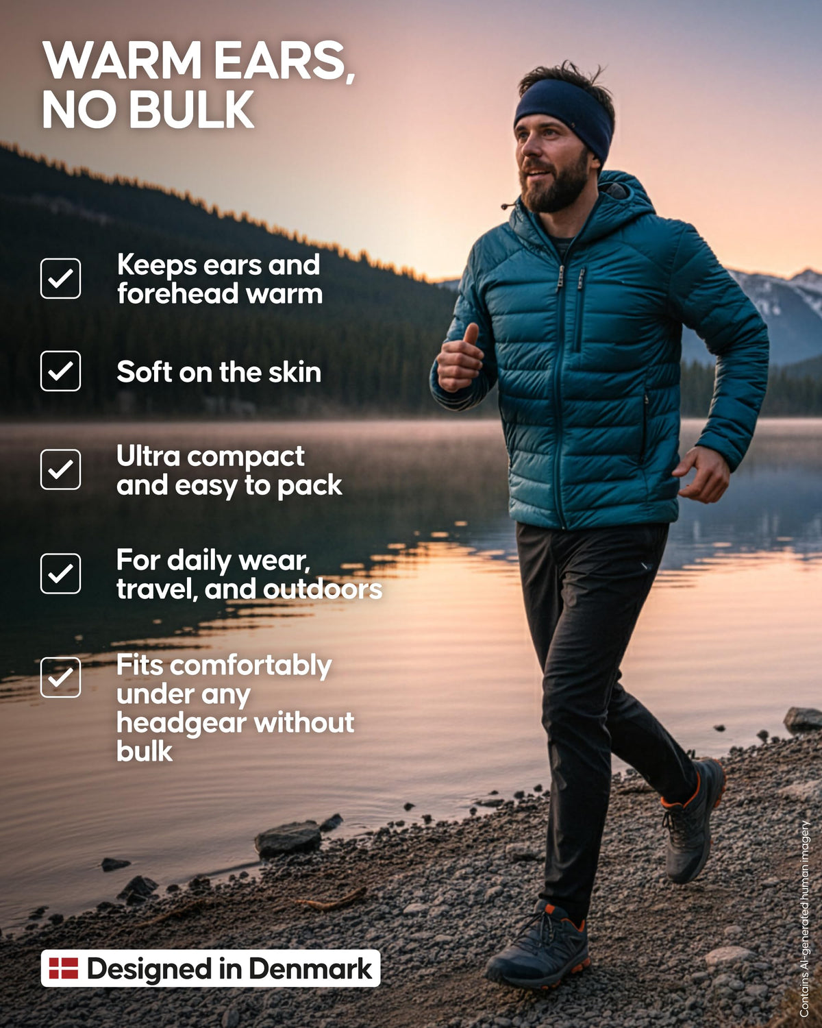 Merino Wool Thermal Ear Warmer Headband