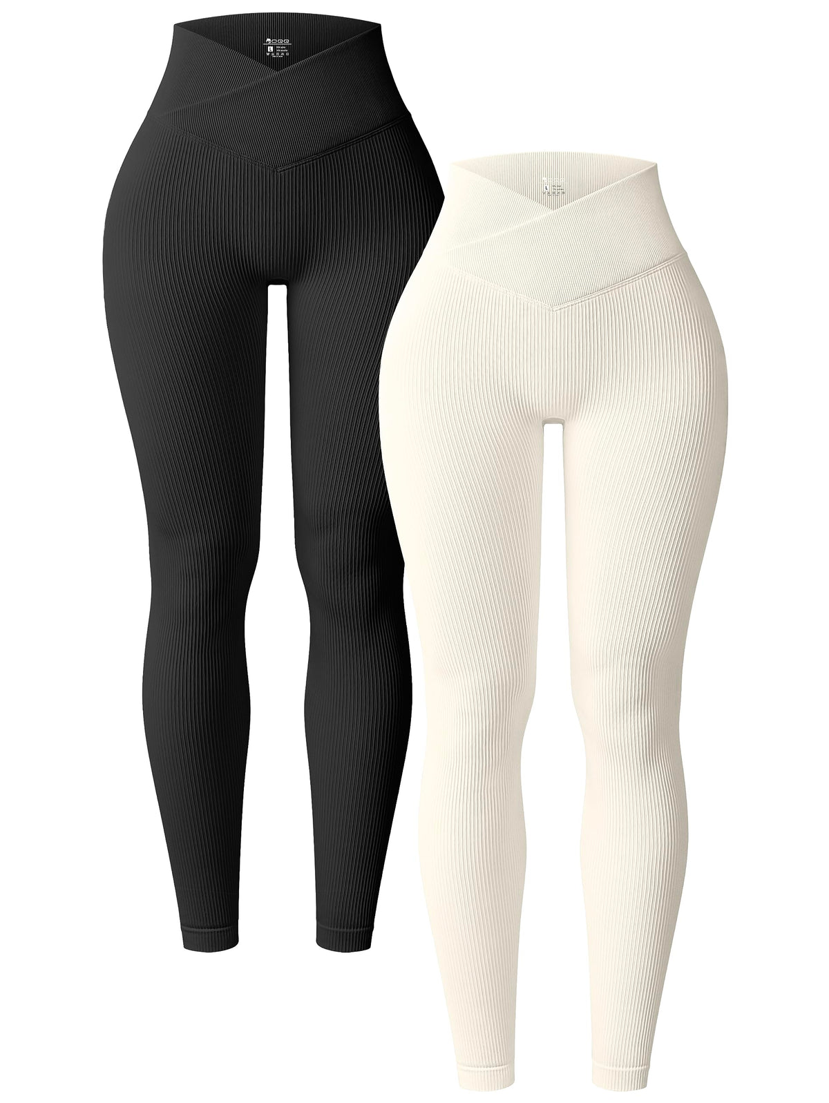 OQQ Women's 2 Piece Yoga Leggings Workout Cross Over Leggings